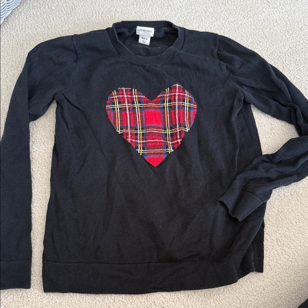 Crewcuts Black Sweater with Plaid Heart